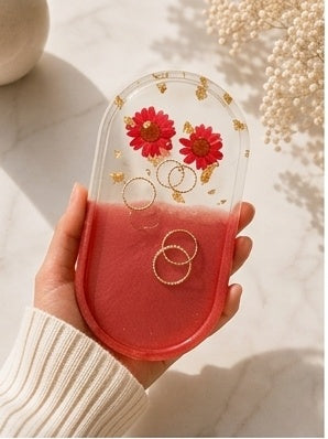 Resin Jewelry Tray – Pressed Flower Handmade