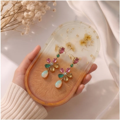 Cream Ombre Gold Fleck Resin Jewelry Tray