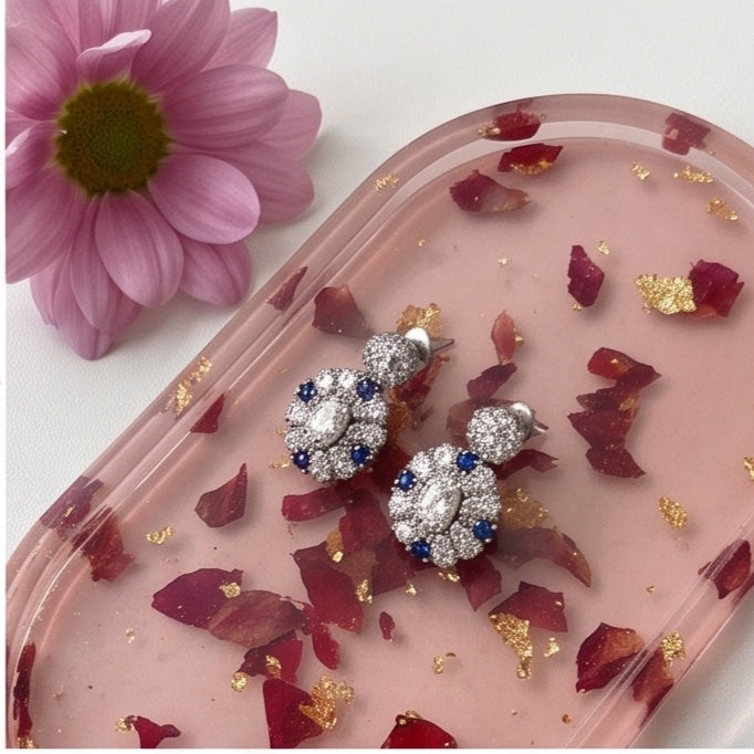 Pink Rose Petal Resin Jewelry Tray