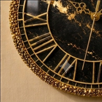Black & Gold Resin Wall Clock