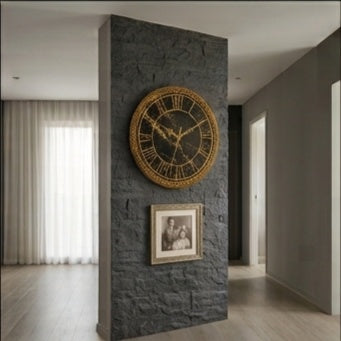 Black & Gold Resin Wall Clock