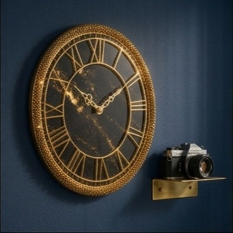 Black & Gold Resin Wall Clock