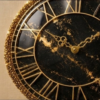 Black & Gold Resin Wall Clock