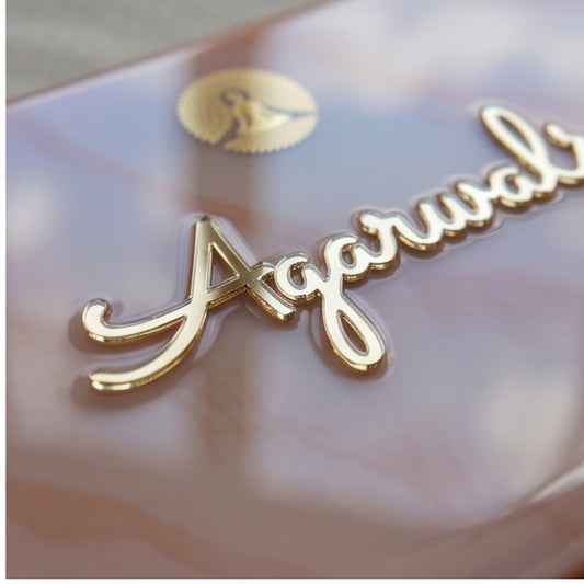 Pearlescent Pink Resin House Name Plate