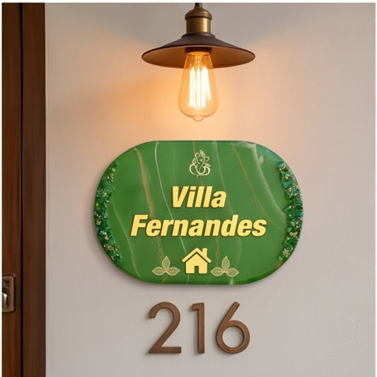 Green Tropical Leaf Color Resin House Name Plate