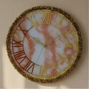 Blush & White Marbled Resin Wall Clock