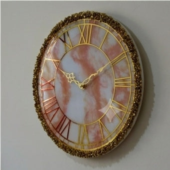 Blush & White Marbled Resin Wall Clock