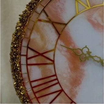 Blush & White Marbled Resin Wall Clock