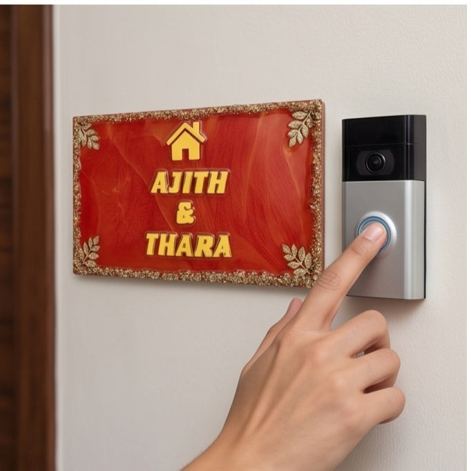 Red & Gold Border House Name Plate