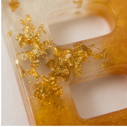 Yellow Ombre Gold Fleck Resin Letter Keychain