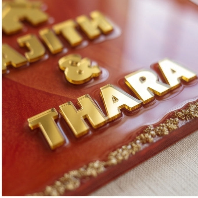 Red & Gold Border House Name Plate
