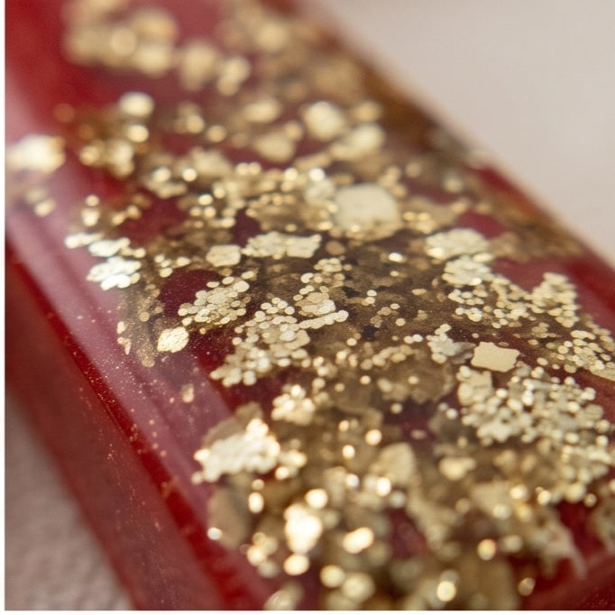 Red Gold Glitter Resin Cross Keychain