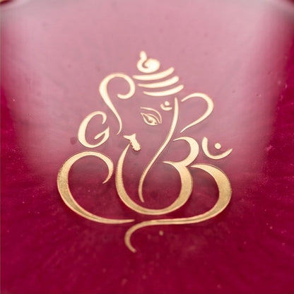 Pink Resin Ganesha Keepsake with Gold Scalloped Edge