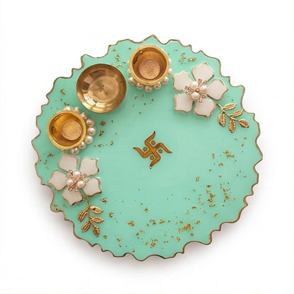 Mint Green Resin Pooja Thali