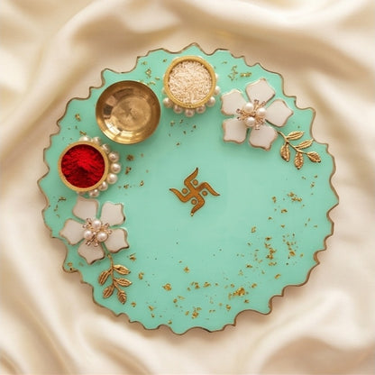 Mint Green Resin Pooja Thali