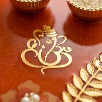 Terracotta Red Resin Pooja Thali Set