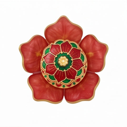 Red Floral Resin Kumkum Holder Tray